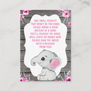 Book Request Card Girl Elephant Shower Pink