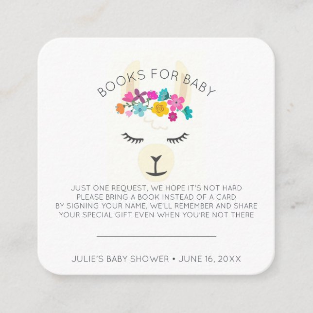 Book Request | Floral Llama Baby Shower Insert (Front)