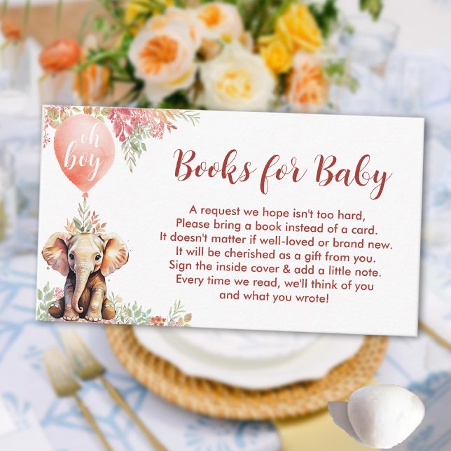 Book Request for baby boy autumn elephant balloon Enclosure Card (Book Request for baby boy autumn elephant balloon Enclosure Card)