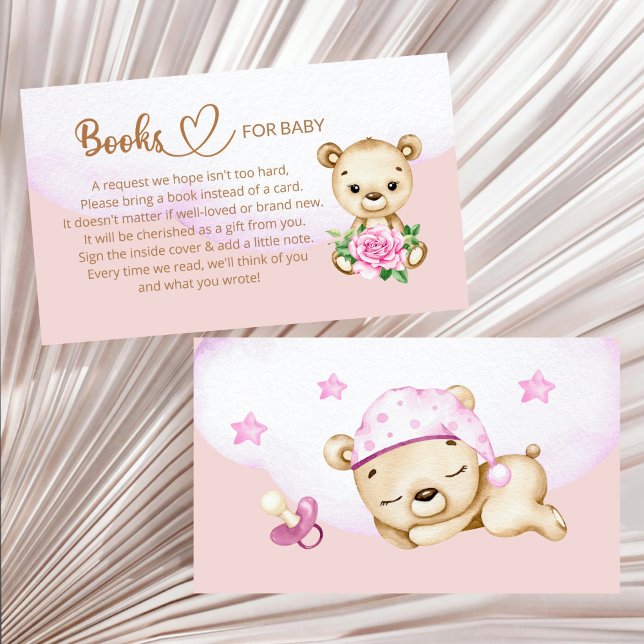 Book Request for Baby Girl Baby Shower  Enclosure Card (Creator Uploaded)