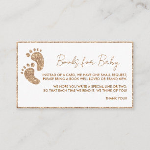Book Request Gold Glitter Baby Shower Feet Enclosure Card