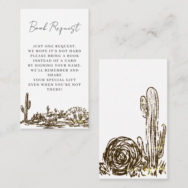 Book Request Hand Drawn Western Baby Shower Enclosure Card (Front/Back)