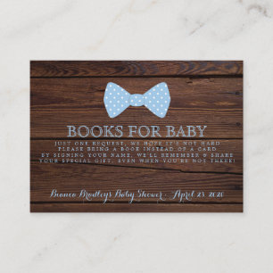 Book Request Little Man Baby Shower Rustic Bowtie Enclosure Card