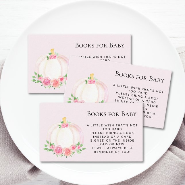 Book Request Pink Pumpkin Baby Shower Enclosure Card (Creator Uploaded)