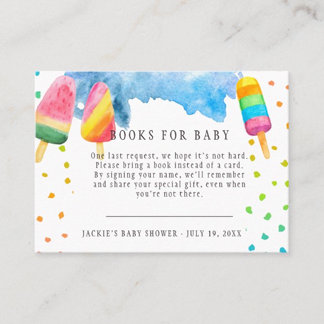 Book Request | Popsicle Baby Shower Enclosure Card (Front)