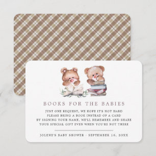 Book Request   Teddy Bear Twins Baby Shower Enclosure Card