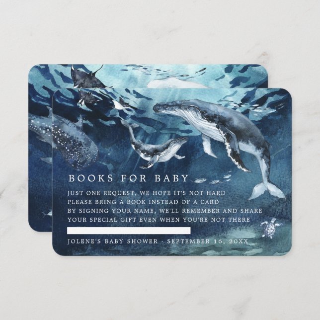 Book Request | Under the Sea Ocean Baby Shower  Enclosure Card (Front/Back)