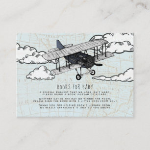 Book Request Vintage Aeroplane Baby Shower Enclosure Card