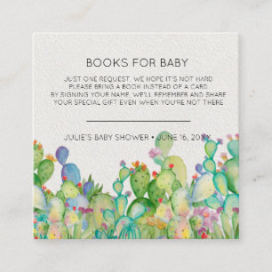 Book Request Watercolor Cacti Baby Shower Insert