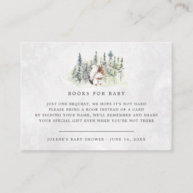 Book Request | Woodland Forest Squirrel Baby Enclosure Card (Front)