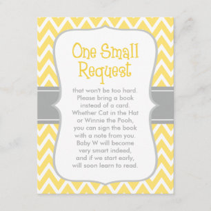 Book Request Yellow and Grey Chevron Baby Shower Enclosure Card