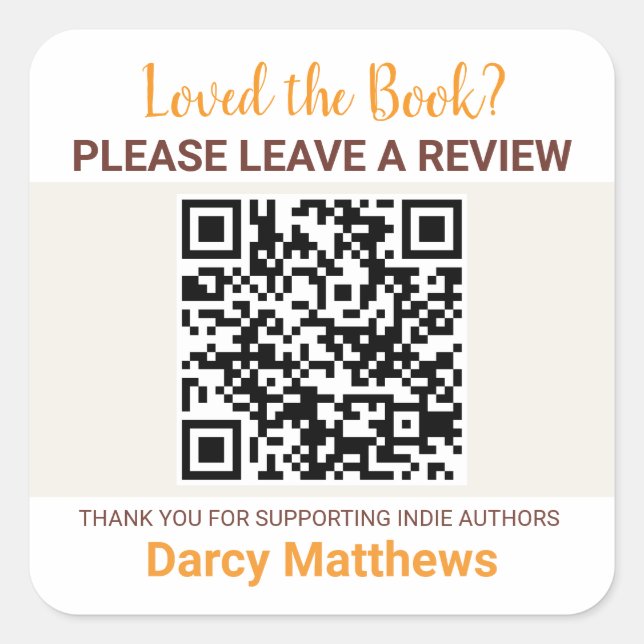 Book Review Request QR Code Indie Authors Minimal  Square Sticker (Front)