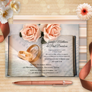 Book Roses Elope or Post Wedding Party Invitation