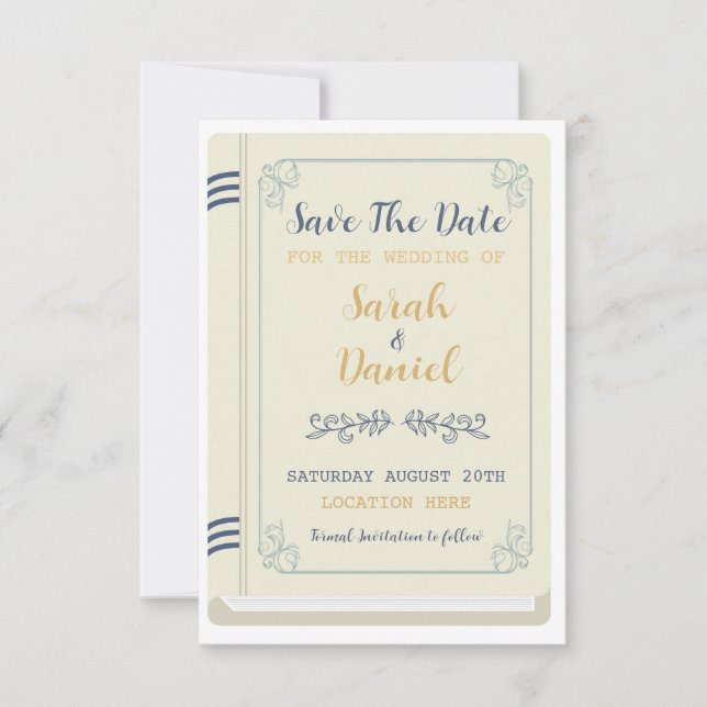 Book Save The Date Library Wedding Invites (Front)