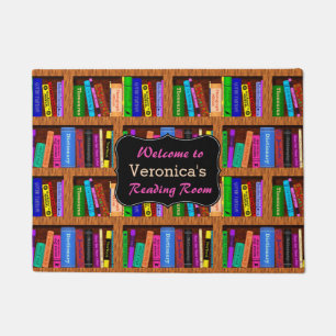 Book Shelf Bookworm Library Reading Room Your Name Doormat