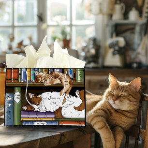 Book Shelf Cats Library Large Gift Bag