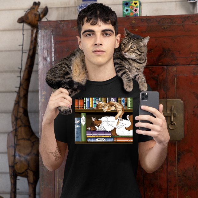 Book Shelf Cats Library T-Shirt (Creator Uploaded)