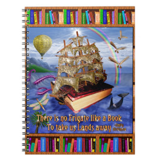 Book Ship Ocean Scene with Emily Dickinson Quote