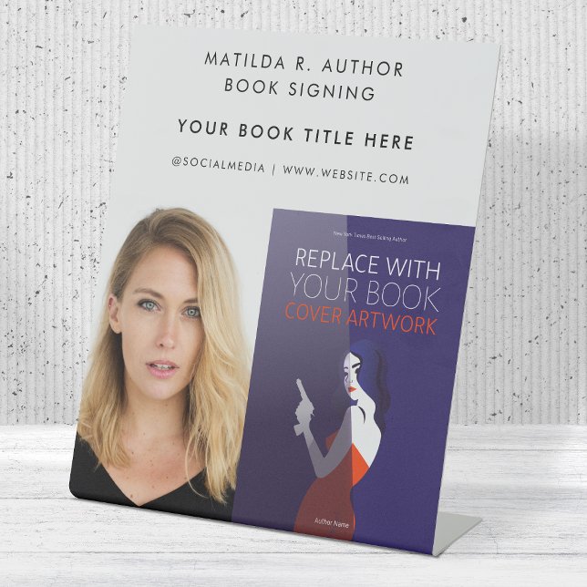 Book Signing | Author Book Cover Promotional Pedestal Sign (Creator Uploaded)