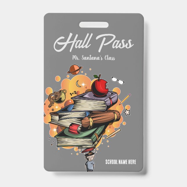 Book Smart Hall Pass Badge ID Badge (Front)