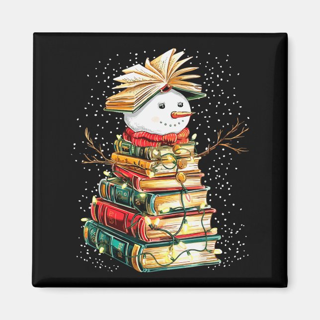 Book Snowman Christmas Tree Reading  Magnet (Front)
