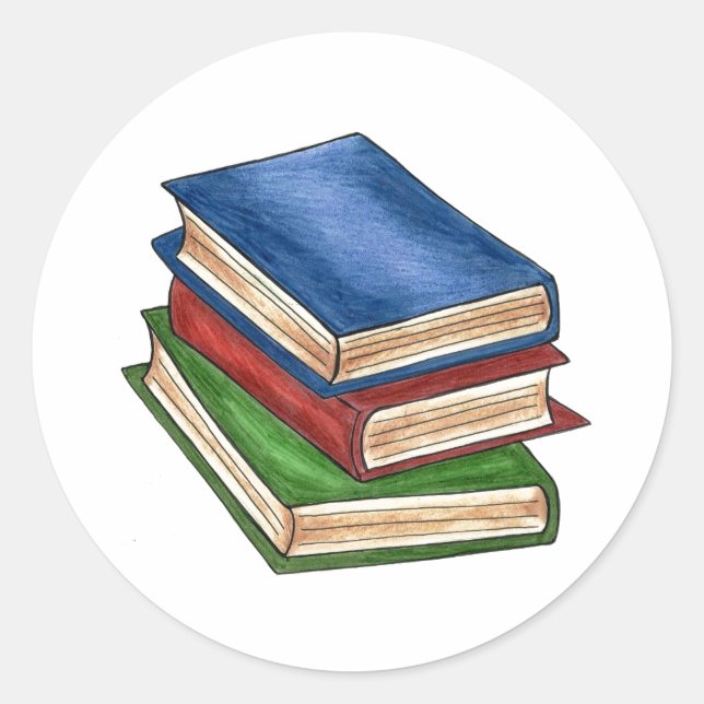 Book Stack Reading Library Book Teacher Librarian Classic Round Sticker (Front)