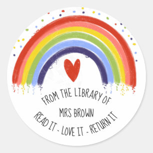 Book stickers, Custom Teacher RAINBOW Stickers