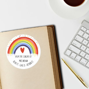 Book stickers, Custom Teacher RAINBOW Stickers