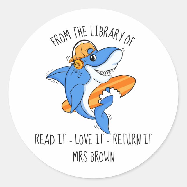 Book stickers, Custom Teacher Shark Stickers (Front)