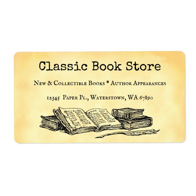 Book Store Editable Old Books and Quill (Front)