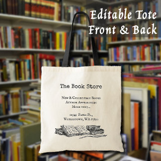 Book Store Old Books Editable Tote Bag