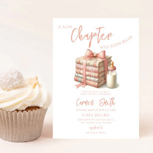 Book Story Chapter Will Begin Girl Baby Shower Invitation