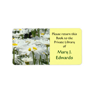 Book Tag Labels Private Library Daisy Flowers