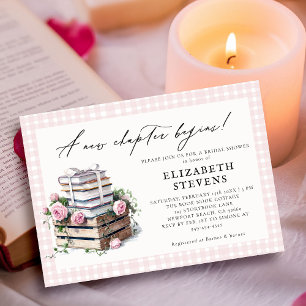 Book Theme Bridal Shower Rustic Roses New Chapter Invitation