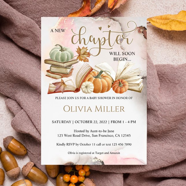 Book Theme Fall Baby Shower Invitation, Pumpkin Invitation (Creator Uploaded)