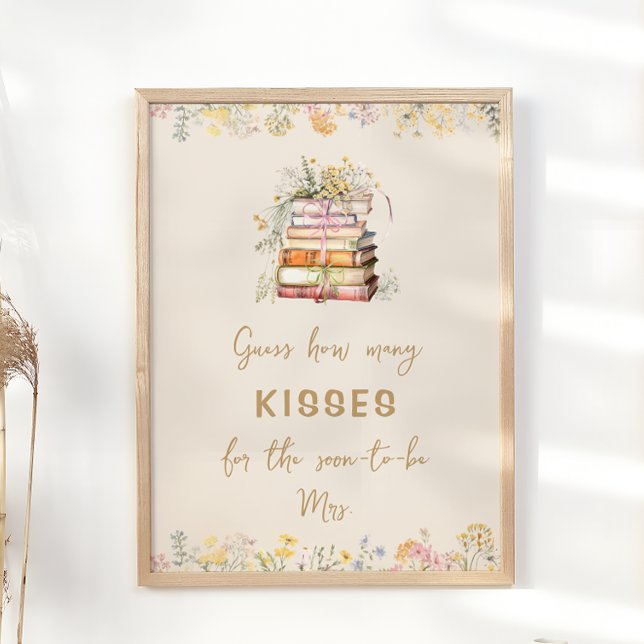 Book Theme How Many Kisses Bridal Shower Game Poster (Creator Uploaded)