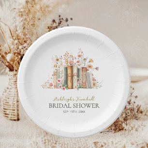 Book Theme New Chapter Bridal Shower Party Paper Plate