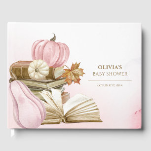 Book Theme Pink Pumpkin Baby Shower Guest Book
