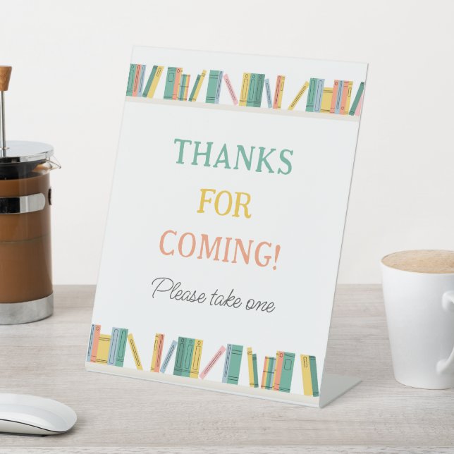 Book Theme Storybook Thank You For Coming Favour Pedestal Sign (In SItu)
