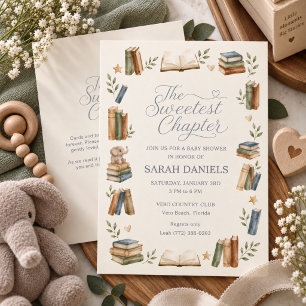 Book Theme The Sweetest Chapter Baby Shower Invitation