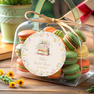 Book Theme Wildflowers Bridal Shower Classic Round Sticker