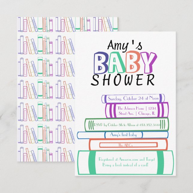 Book Themed Baby Shower Invitation (Front/Back)