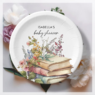 Book Themed Baby Shower Paper Plate