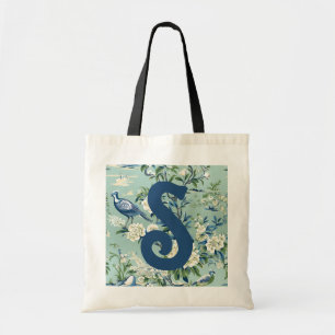 Book Tote Bag - Initial on Chinoisere Pattern