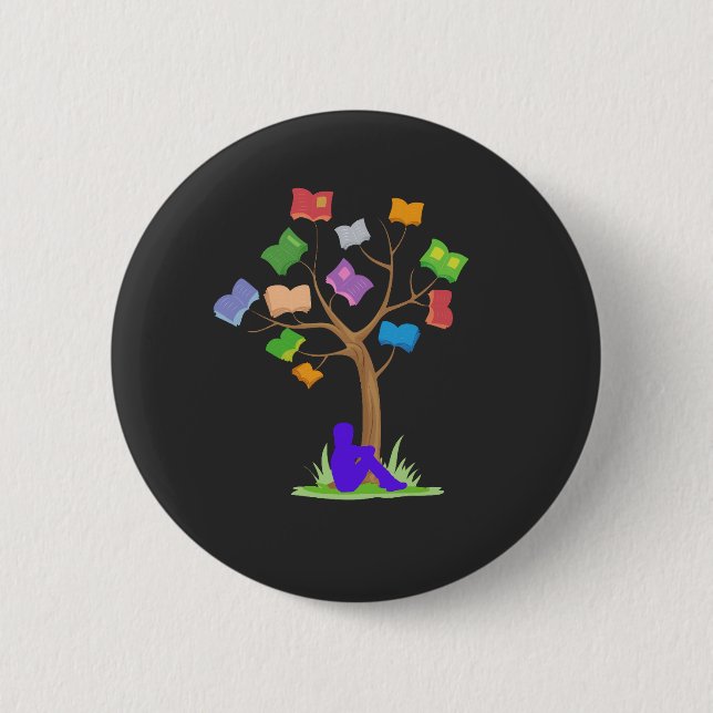 Book Tree- Library  6 Cm Round Badge (Front)