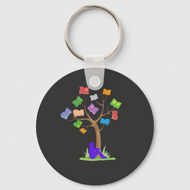 Book Tree- Library  Key Ring (Front)