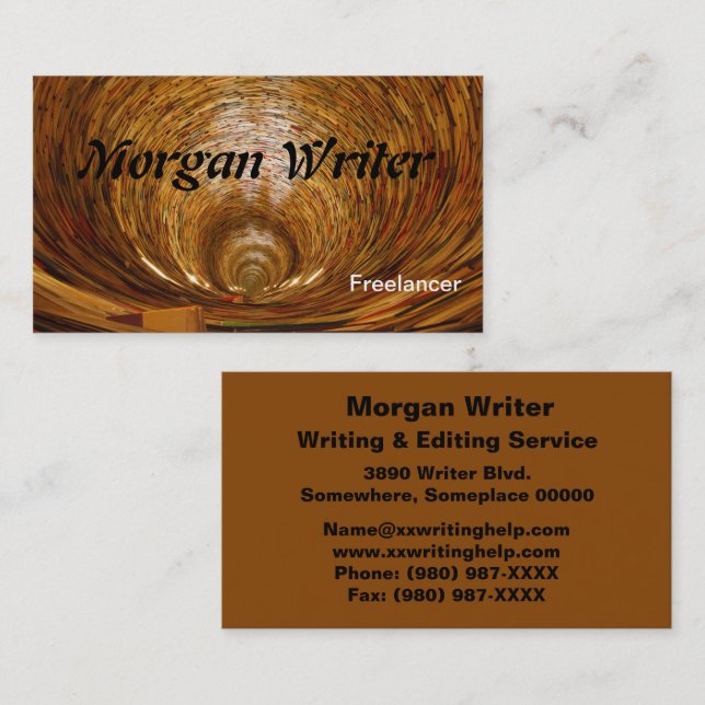 Book Tunnel Freelance Writer Author, ZSSG Business Card (Front/Back)