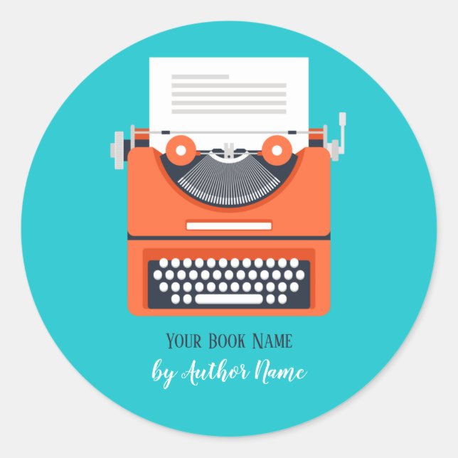 Book Typewriter Author Classic Round Sticker (Front)