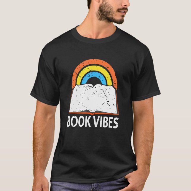 Book Vibes Bookworm Library Rainbow Reading T-Shirt (Front)
