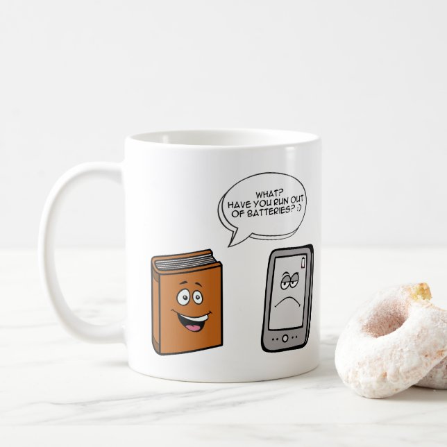 Book vs eBook Coffee Mug (With Donut)